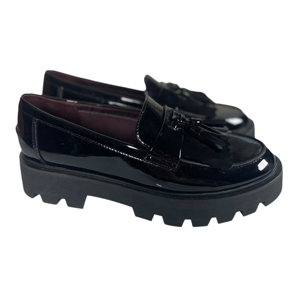 Franco Sarto Women’s Bersa Black Glossy Slip On Chunky Loafers Size-6.5m - Picture 1 of 9
